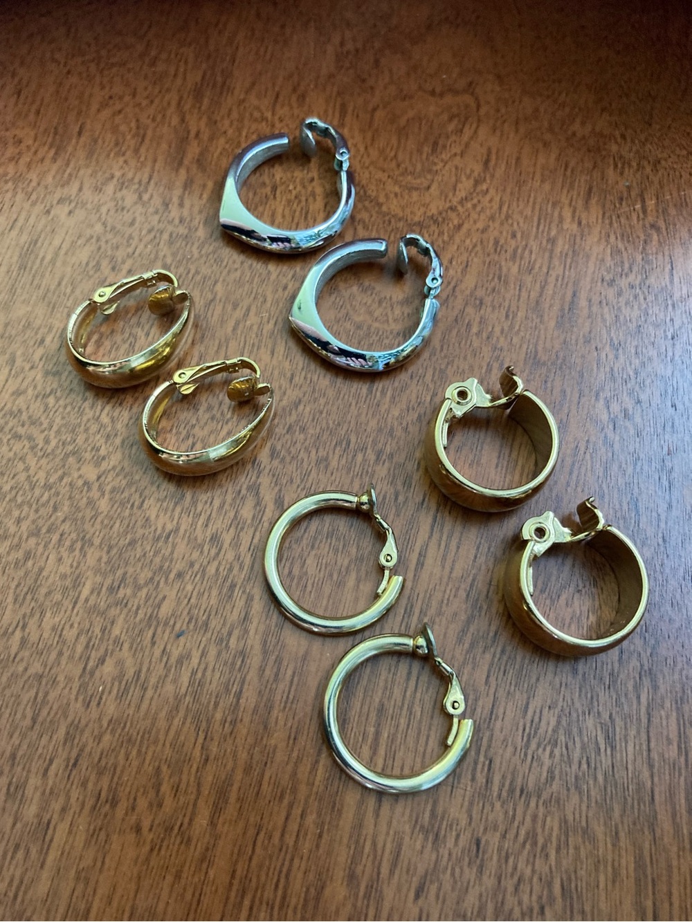 Hoop Earrings Set - Avon and Monet Classic Mixed Metal Hoops Clip On Earrings - Picture 3 of 4